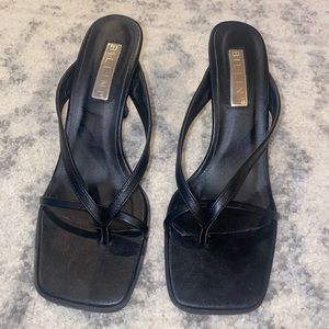 Princess Polly Black Square-Toe Strappy Heeled Sandals